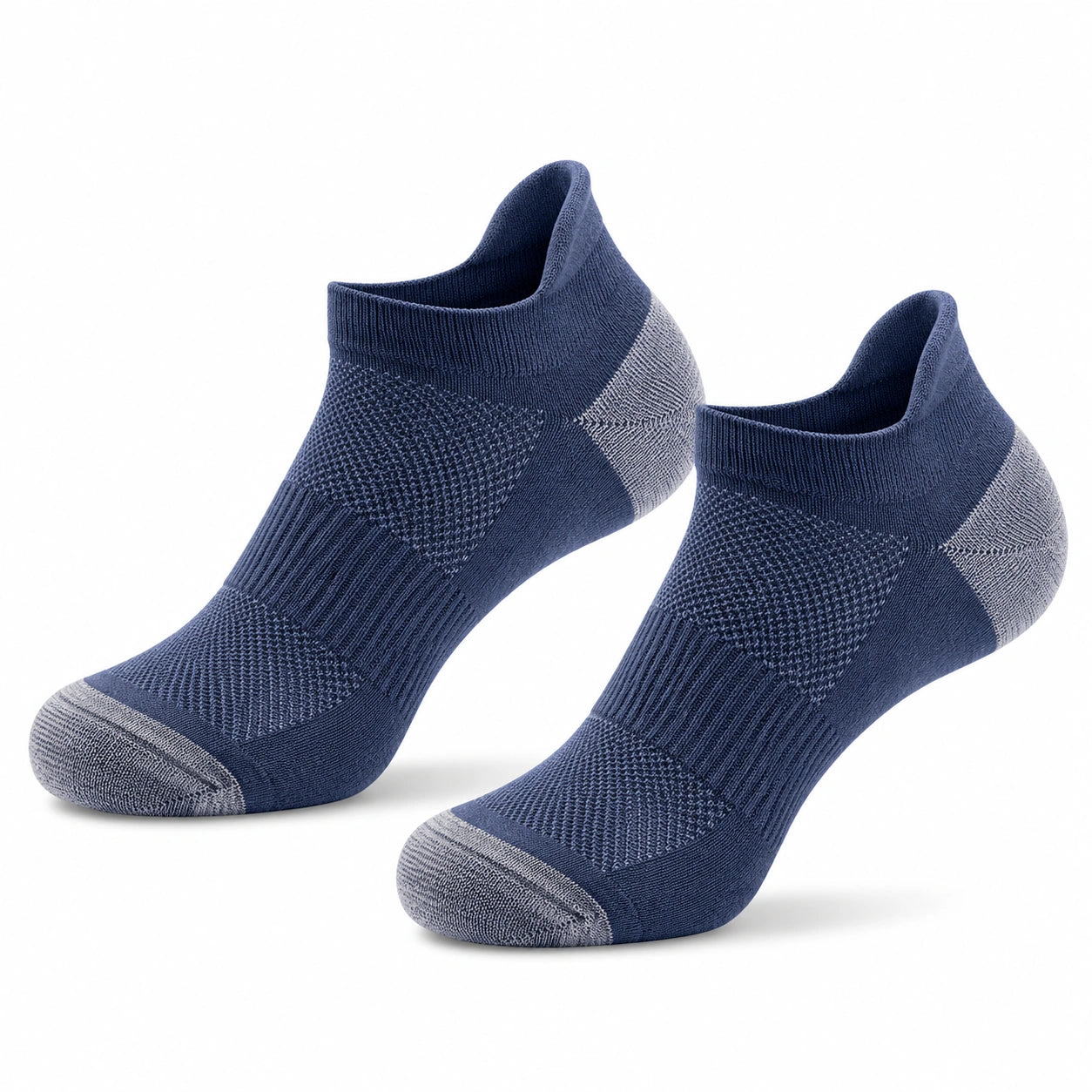 Chaussettes courtes 39-42 bleu marine et gris en maille respirante pour sport