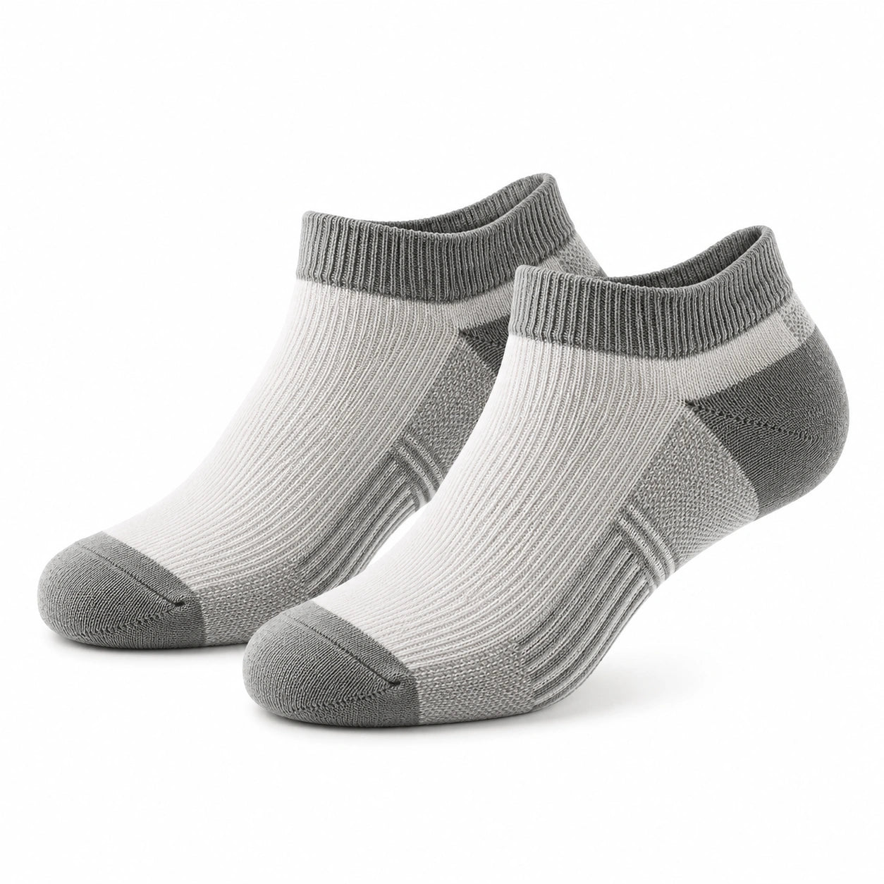 Chaussettes basses 39-42 en maille textile grises et blanches pour sport et quotidien