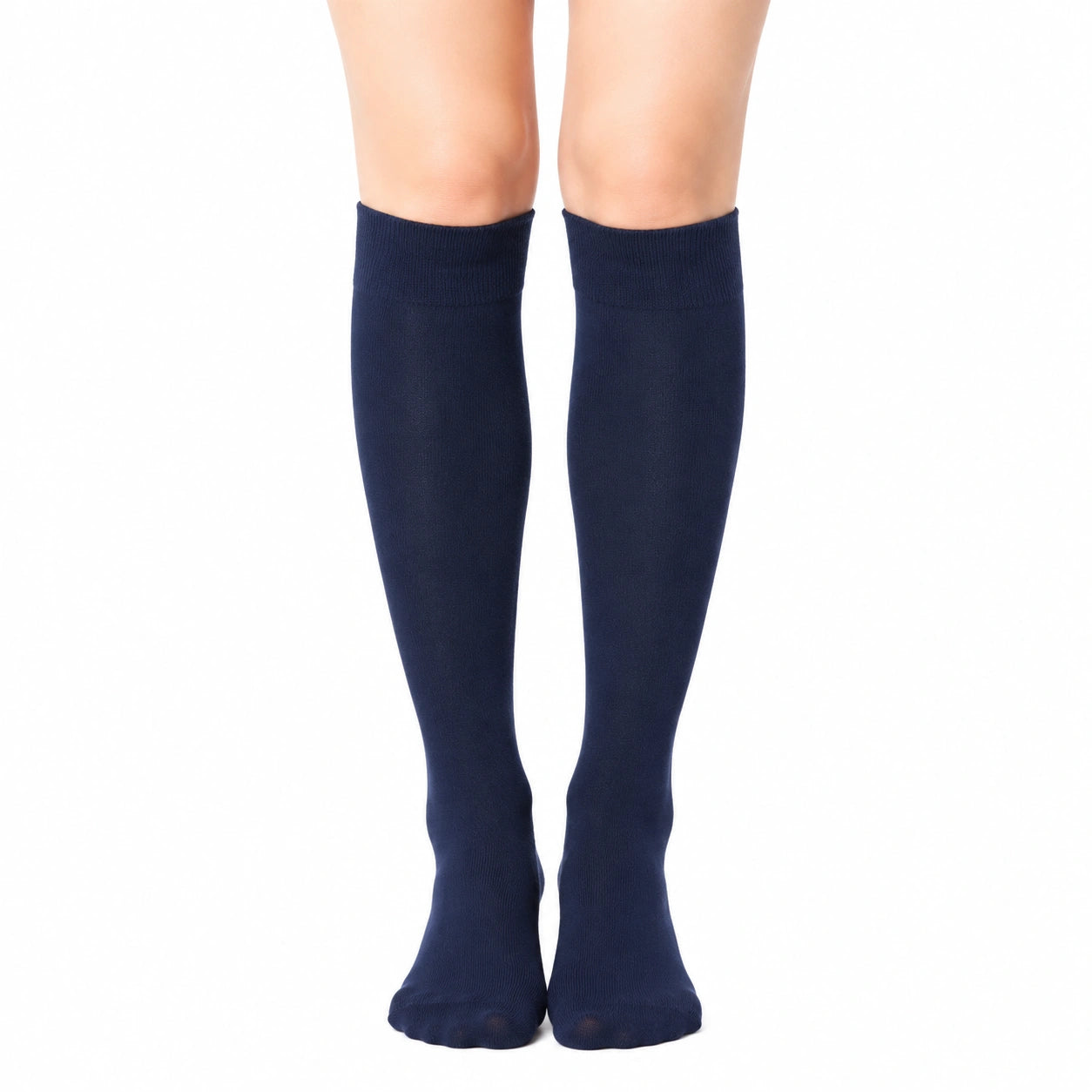 Chaussettes hautes 39-42 en textile extensible bleu marine unies pour usage quotidien
