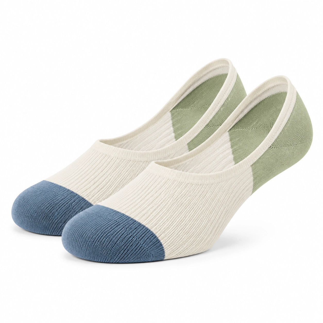 Chaussettes invisibles 39-42 en maille écru bleu vert - coupe basse respirante