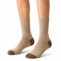 Chaussettes mi-mollet 35-38 textile beige marron côtelées pour usage quotidien