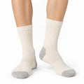 Chaussettes 39-42 en maille textile blanc cassé et gris à tige mi-haute respirantes