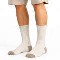 Chaussettes mi-mollet 39-42 en maille beige et taupe côtelées