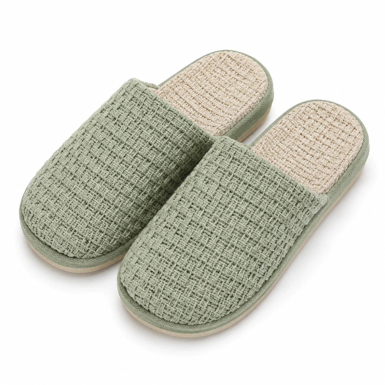 Chaussons d'intérieur 42/43 en textile vert sauge à enfiler
