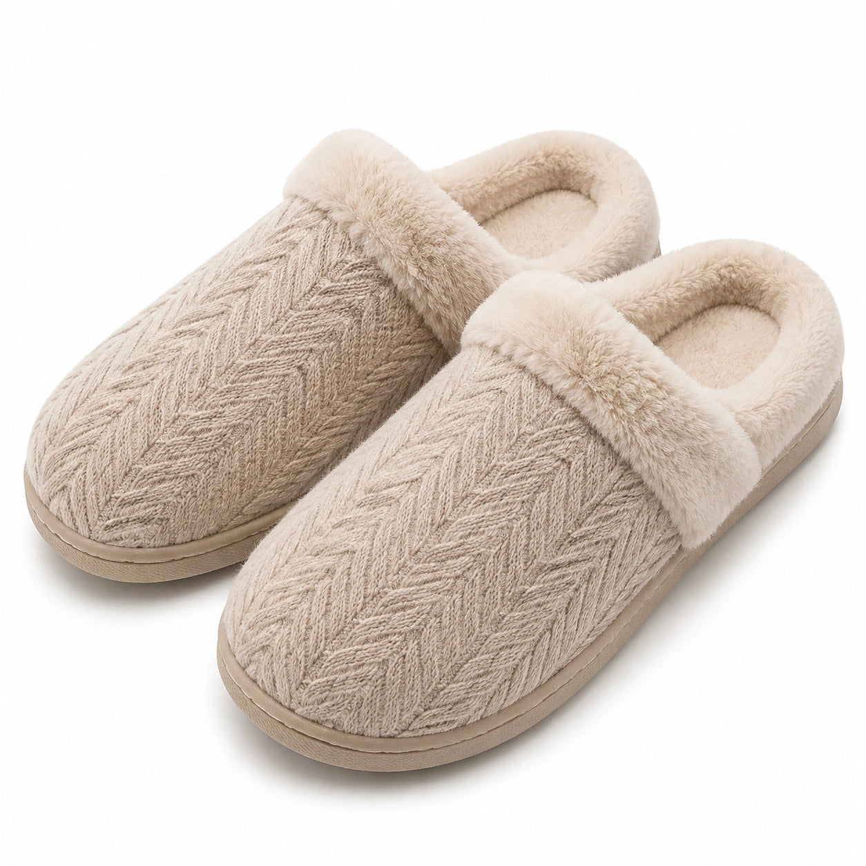 Chaussons 38/39 en textile beige pour intérieur à doublure douce