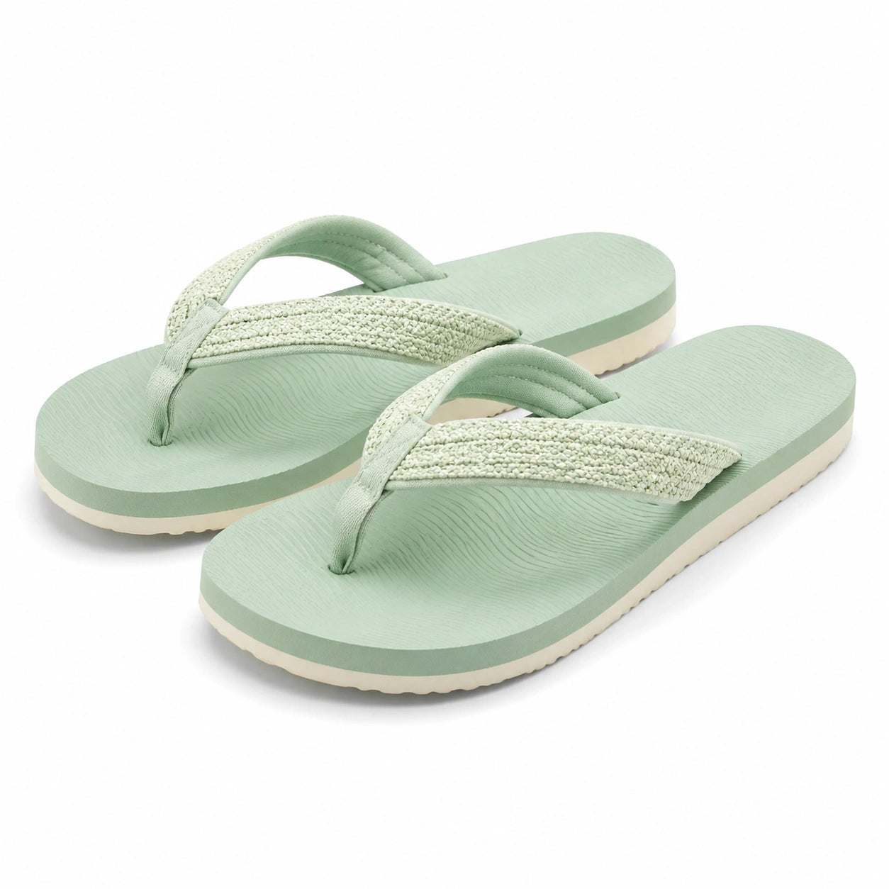 Tongs 40/41 vert menthe en mousse à brides textiles - légères pour été